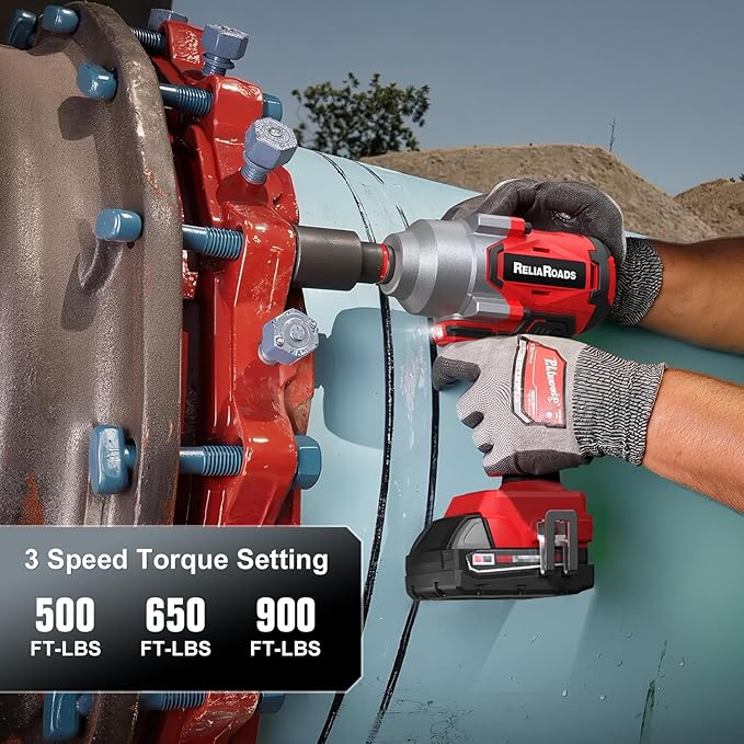 900 Ft-lbs Cordless Impact Wrench, 1/2 Inch Impact Gun Compatible MilWauke 18V Battery, Brushless Constant High Torque Impact Driver with 3 Speed, Tool Only (No Battery Included)