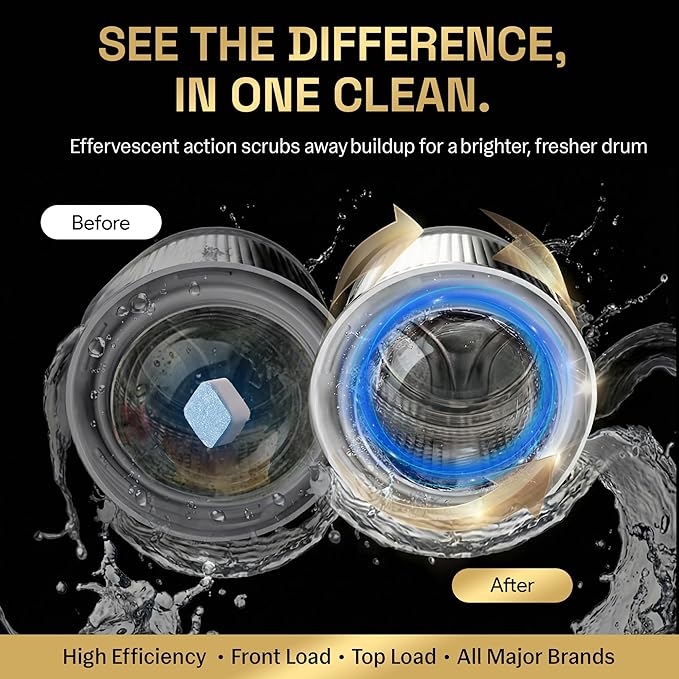 Washing Machine Cleaner Tablets | 24 Pack | Ultra Deep Clean | Eliminates Odors | Washer Cleaner Tablets for HE Front Loader & Top Load Washer | Compatible with All Machines | 1 Year Supply | Zyro