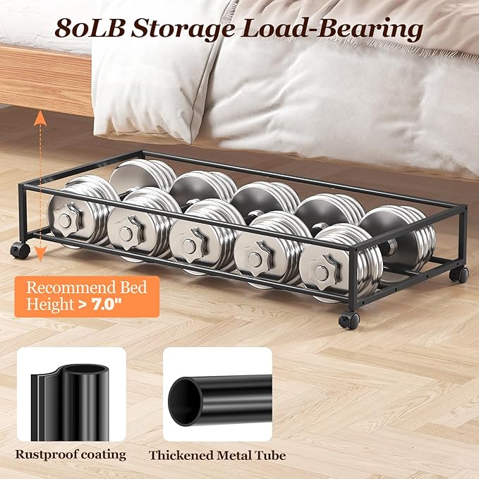 Yecaye 70L Under Bed Storage with Wheels, 3 Pack Larger Capacity Under Bed Storage Containers, Underbed Shoe Storage Organizer, Rolling Under Bed Metal Drawers for Clothes, Blankets, Hemp Grey