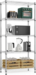 M MZG 1250 lbs 5 Tier Shelf Metal Storage Shelves Wire Rack Closet Organizers for Garage Kitchen Bathroom Laundry Black 11.8" D x 23.6" W x 59.5" H
