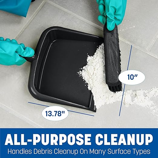 SPARTA Large Handheld Dustpan with Hanging Hole, Heavy-Duty Plastic Dustpan with Wide Lip for Countertops and Surfaces, Plastic, 10 Inches, Blue
