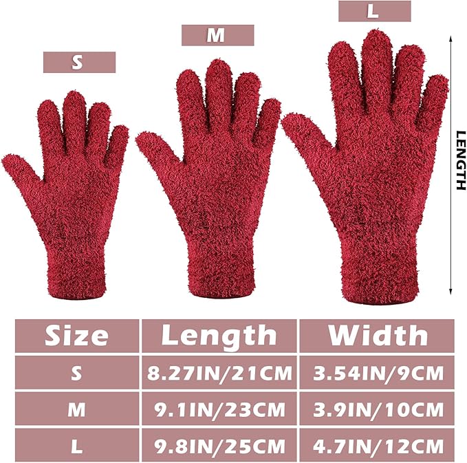 Patelai 3 Pairs Microfiber Plant Dusting Gloves Leaf Cleaning Gloves for Indoor Plants, Blinds, Furniture, House (Brown,Dark Green,Dark Red,Small)