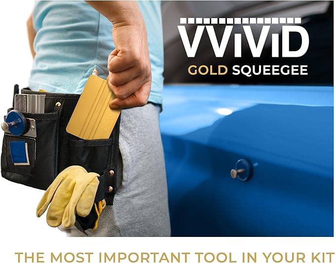VViViD Gold Vinyl Wrap Squeegee - Nylon-Reinforced Tool for Car Wraps, Window Tint & Decals - (25 Pack w/ 25 felts)
