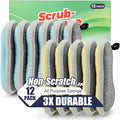 Dual Sided All-Purpose Sponges Kitchen,Dish Sponge for Washing Dishes Cleaning Kitchen,Non Scratch,Rough Scrubbers for Non-Stick Cookware, Soft Microfiber Scrub for Dishes(12 Pack)