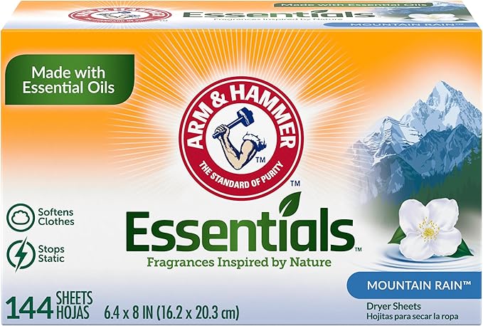 ARM & HAMMER Fabric Softener Sheets, Mountain Rain 144ct