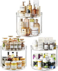 LAMU 3 Pack 10.6'' 2-Tier Lazy Susan Turntable Organizer Rotating Spice Rack Organization for Cabinet, Kitchen, Pantry, Countertop, Bathroom, Vanity, Makeup Organizer, Clear