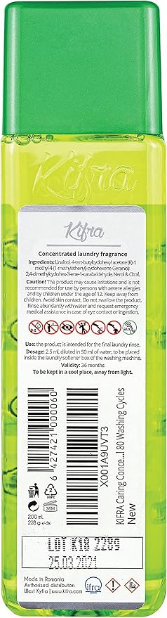 KIFRA CARING Concentrated Laundry Fragrance 6.76 Fl Oz 200ml 80 Washing Cycles