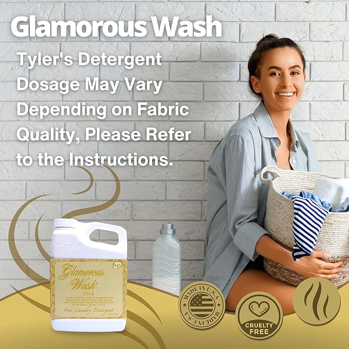 Worldwide Nutrition Bundle Compatible with Tyler Glamorous Wash Diva Laundry Liquid Detergent - Hand and Machine Washable Diva Laundry Detergent - 16 oz, 454-grams Detergent with Keychain