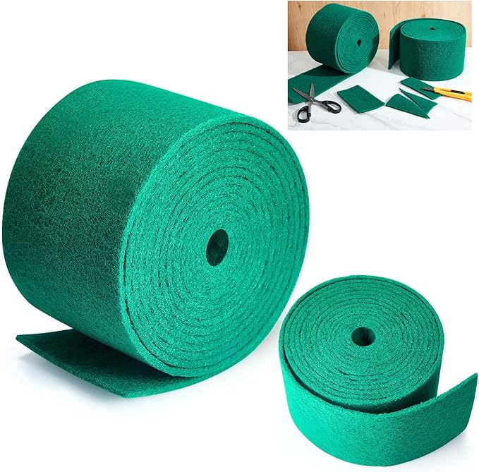 Tioncy 2 Pcs 40 ft Green Scrubbing Pads Roll Heavy Duty Scouring Pads Non Scratch Household Scrub Pads Anti Grease Scrubbing Pads for Dish Metal Grills, 20 ft x 6 in x 0.3 in
