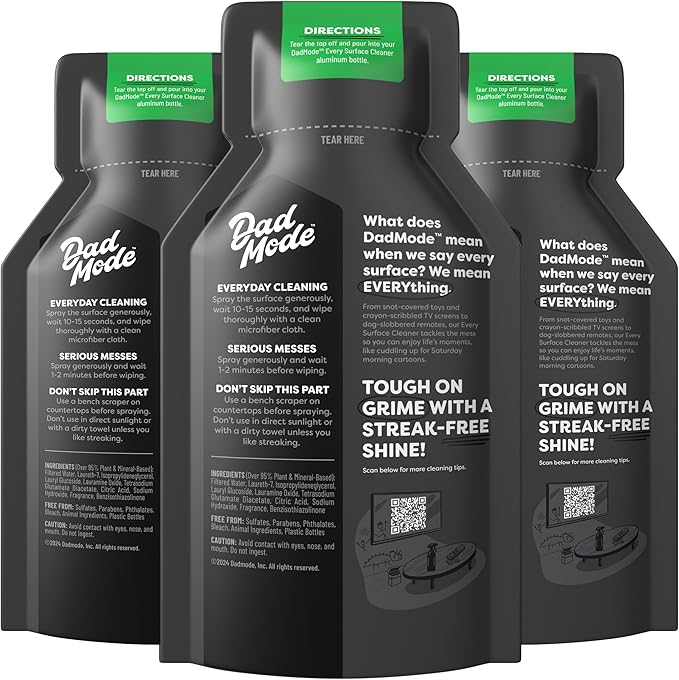 DadMode Home Surface Cleaner | 1000 Uses | Streak-Free Multi-Surface Cleaner | 3-Pack Refill | Kitchen, Bathroom & Household Spray | Sandalwood & Suede