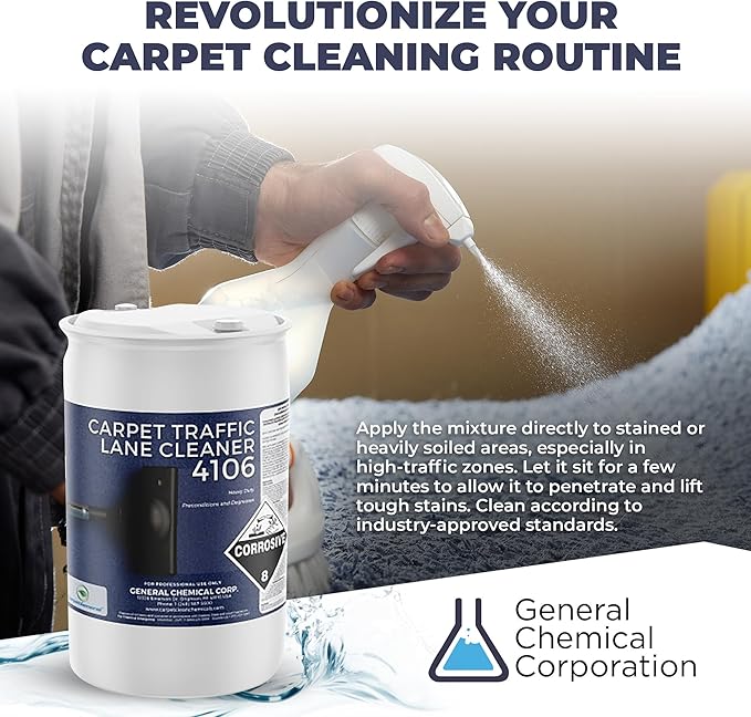 Carpet Traffic Lane Cleaner 4106 - Concentrated Carpet Pre Treatment Stain Remover - Incredible Stain Remover - Floor Covering Solution - Ideal for Industrial & Home Rug Cleaning- 55 Gal