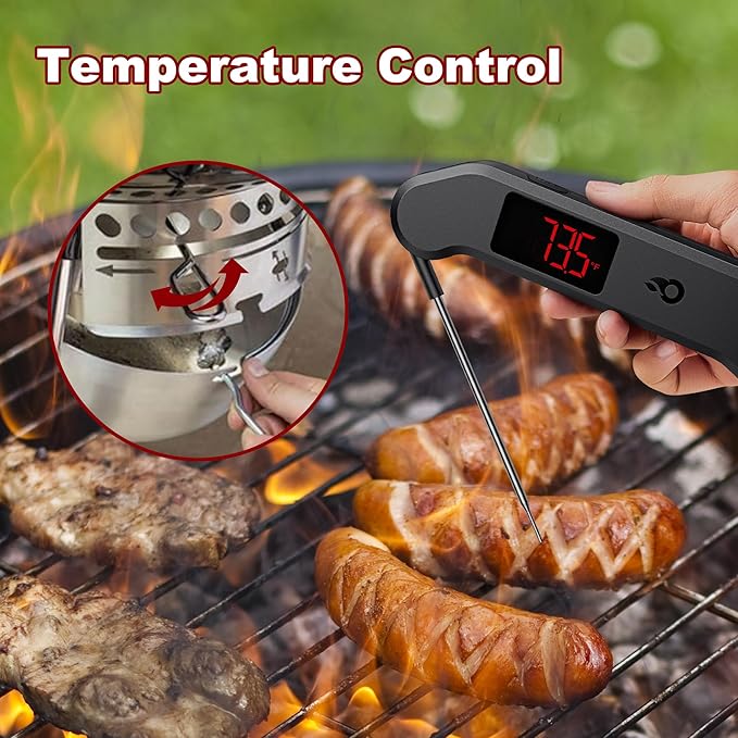 22-1/2-Inch One-Touch Cleaning System Kit for W eber Grill Parts, 7444 Grill Parts for 22" Master-Touch, Performer, Original Kettle Series Charcoal Grills, Thicker, Sturdy, Heat Resistant, Silver