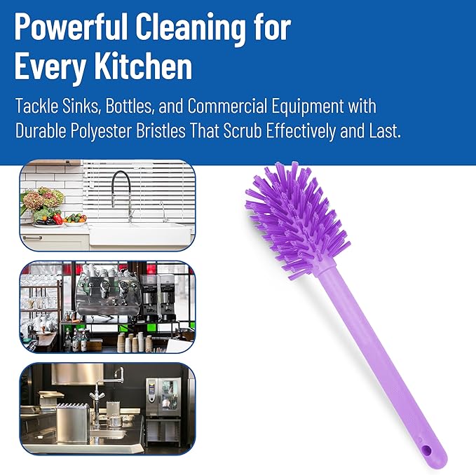 SPARTA Large Water Bottle Brush Ideal for Wide-Mouth Jars, Bottles and Tumblers, Dishwashing Tool with Handle for Home and Commercial Kitchens, Plastic, 16 Inches, Purple