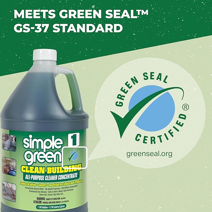 Simple Green Industrial SMP11001 Clean Building All-Purpose Cleaner Concentrate, 1gal Bottle