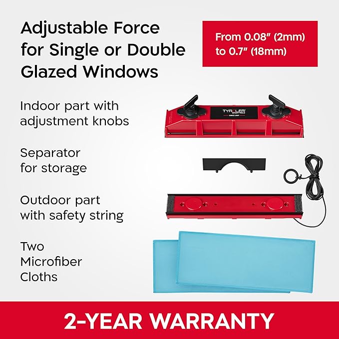 Tyroler Outside Magnetic Window Cleaner Tool | The Glider D-2 AFC Double-Sided Window Cleaners Tool Fits Windows 0.1"-0.7" Thick | Magnet Window Cleaner | Magnetic Glass Cleaner | Limpiador magnetico