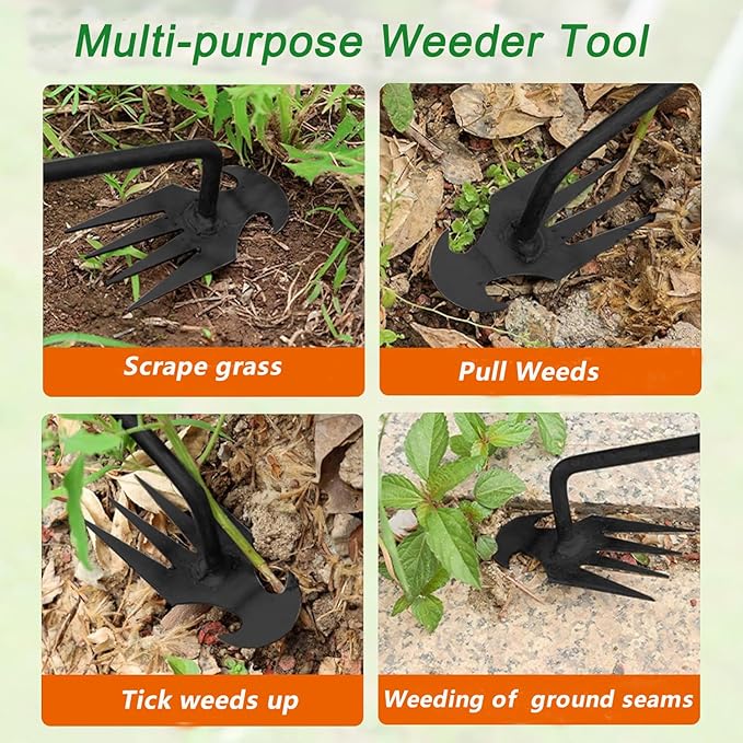 Weed Puller Tool Garden Uprooting Weeding Tool,2025 New Portable Garden Weeding Tool, 15.7in Weeder Tool, 4 Teeth Weeding Artifact Uprooting Weeding Tool