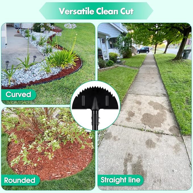 Lilyvane Half Moon Manual Lawn Edger - 36 Inch Long Handle- Heavy Duty Manual Edging Tool for Driveway, Sidewalk, Flower Bed, Landscaping Black