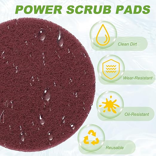 Power Scrub Pads, Scrubbing Pads 320 Grits Scouring Discs - Fitting for (Home Kitchen Cleaning - Drill Attachment - Scrubber Replacement) 16 Pcs & 4 Inch & Red