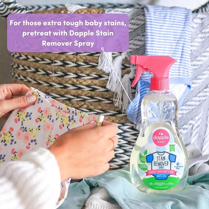 Dapple Baby Laundry Detergent, Powered by Plants, Concentrated, Hypoallergenic, Sweet Lavender, Eco-Friendly Pouch, Stain Remover, 34 Fl Oz (2 Pack)