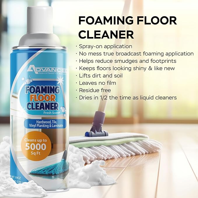 ADVANCED Sealers & Cleaners Aerosol Foaming Floor Cleaner - No Rinse Multi Surface Cleaner for Porcelain, Vinyl, Laminate, Tile, & Hardwood 19 oz - 6 Pack