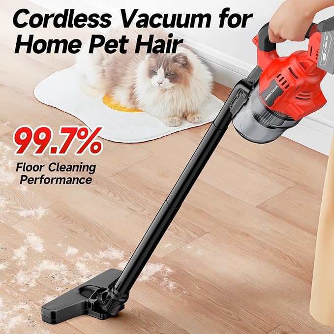 Cordless Vacuum for Milwaukee M18 Battery, Handheld Vacuum Cleaner for Home Pet Hair Car, 5-in-1 Portable Shop Vac with 2 Washable HEPA Filter, 4 Multi Nozzle (Battery Not Included)