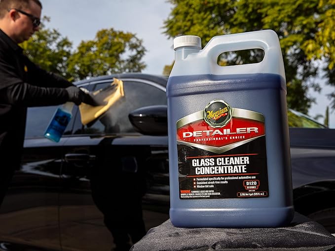 Meguiar's Professional Glass Cleaner Concentrate D12001, Professional Strength Glass Cleaner for a Streak-Free and Residue-Free Shine, Sprays on for Easy Application, 1 Gal