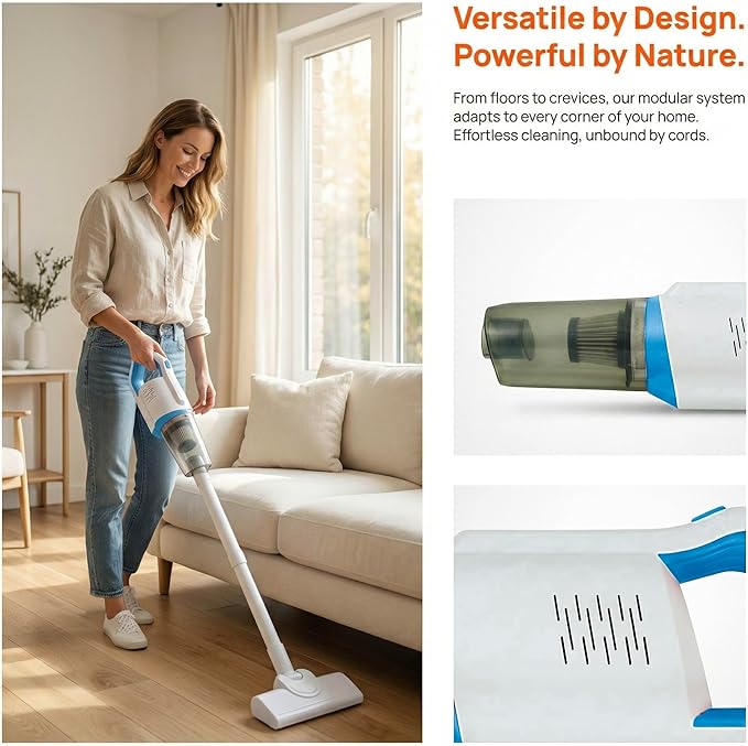 Handheld Cordless Vacuum Cleaner for Home Car Upholstery - Rechargeable Stick Dust Buster for Pet Hair Hardwood Floor & Mattress 15k Pa Lite Pro