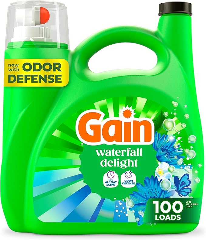 Gain Ultra Oxi Liquid Laundry Detergent, 107 loads, 154 fl oz, Waterfall Delight Scent, 2-in-1, HE Compatible