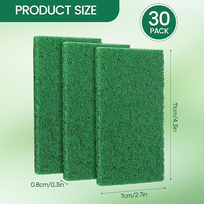 Heavy Duty Scouring Pads, 30 Pcs Individually Wrapped Dish Scrubber Pads for Household Kitchen Pots Pans Metal Grill (4.3 x 2.7 x 0.3 in)