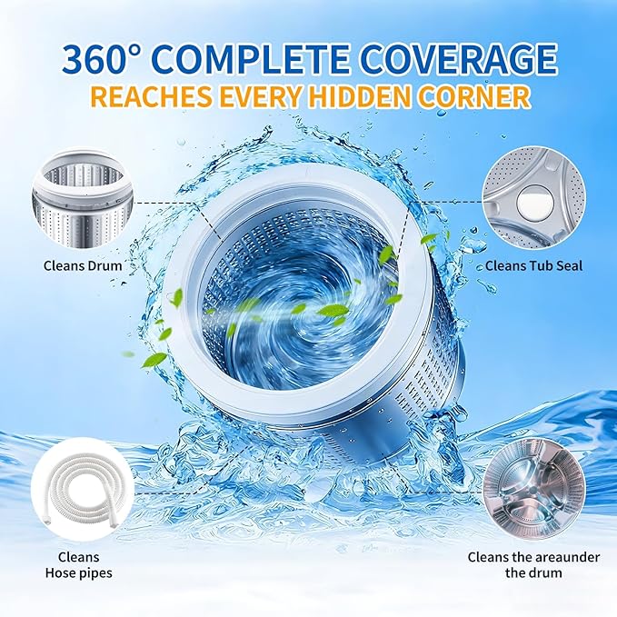 Ultra-Powerful Washing Machine Cleaner Tablets-24 Packs, Deep Cleaning Tablets for Front Loader,Top Load & HE Washers,Formulated for Pet Owners,1 Year Supply