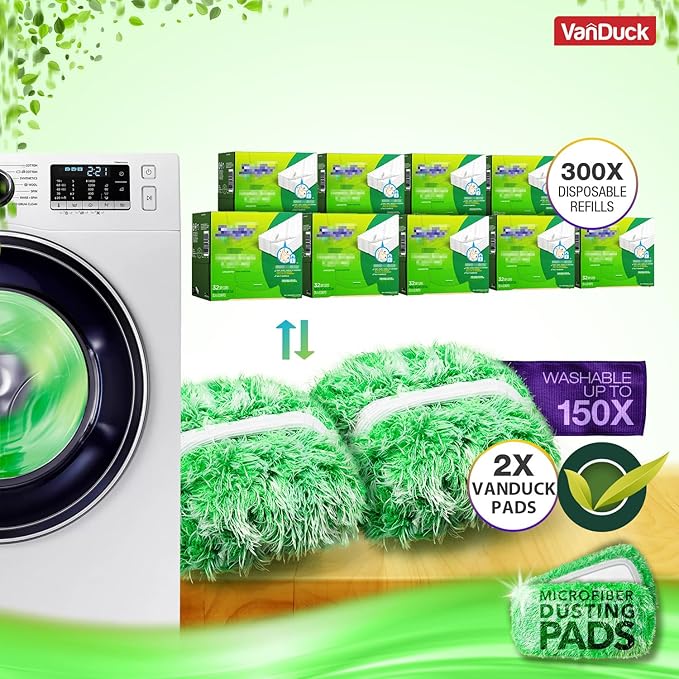 VanDuck Floor Duster Refill Compatible with Swiffer Sweeper (2 Pack) - Microfiber Pet Heavy Duty Dry Cloth Refills - Reusable Mop Pad