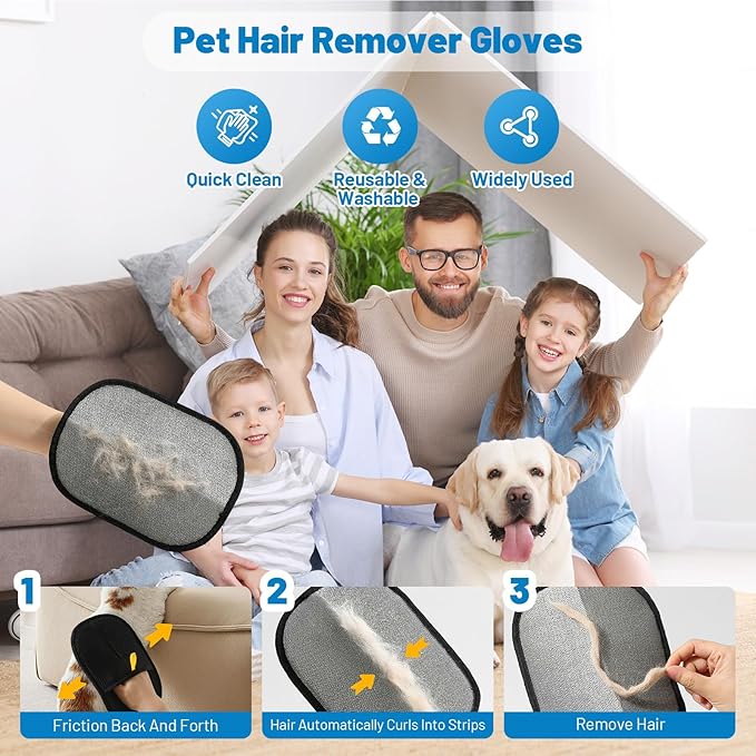 2-in-1 Pet Hair Removal Kit, Washing Machine Cleaner Tablets & Reusable Pet Hair Removal Glove for Cats and Dogs, Remove Stubborn Pet Hair | Complete Solution for Pet Owners