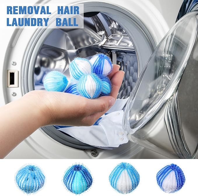 Blulu 12 Pieces Pet Hair Remover for Laundry Dryer Balls Reusable Washing Machine Hair Catcher Pet Dog Cat Catcher Lint Remover (Blue Set)
