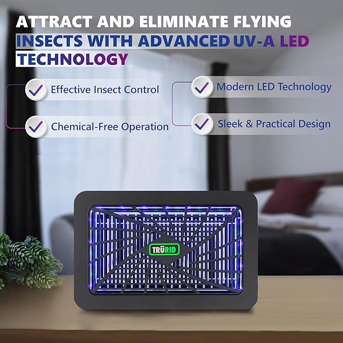 Bug Zapper Indoor, Electric Mosquito Zapper, Fly Traps (UV-A LED), Indoor Mosquito Killer, Effective Fly Zapper for Homes, Offices, and Patios