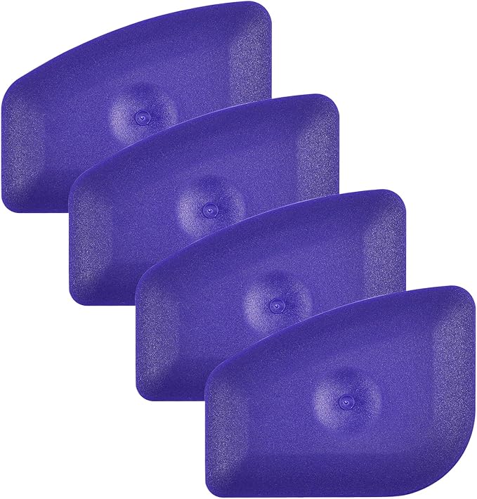 Small Handy Plastic Scraper Flexible Card Round Edge for Home Universal Cleaning Squeegee, Pack of 4