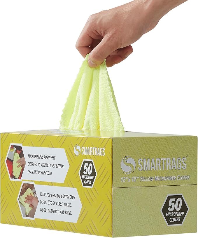 Arkwright Smart Rags Microfiber Cleaning Cloths, Pallet of 14400, Lint Free 180 GSM Reusable Towels for Auto, Office and Household Cleaning, 12 x 12 in, Yellow