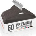 HOUSE DAY Taupe Velvet Hangers 60 Pack, Non Slip Clothes Felt Hanger Heavy Duty for Coat, Premium Slim Space Saving Suit Hangers for Closet Organizer, 360° Rotating Silver Hook