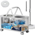 Compact Spin Mop for Apartments & Small Spaces, Clean & Dirty Water Separation Mop Bucket for Pet Owners & Daily Cleaning,360° Swivel Wheels, Safe for Hardwood & Tile, Adjustable Handle, 1 Mop Heads
