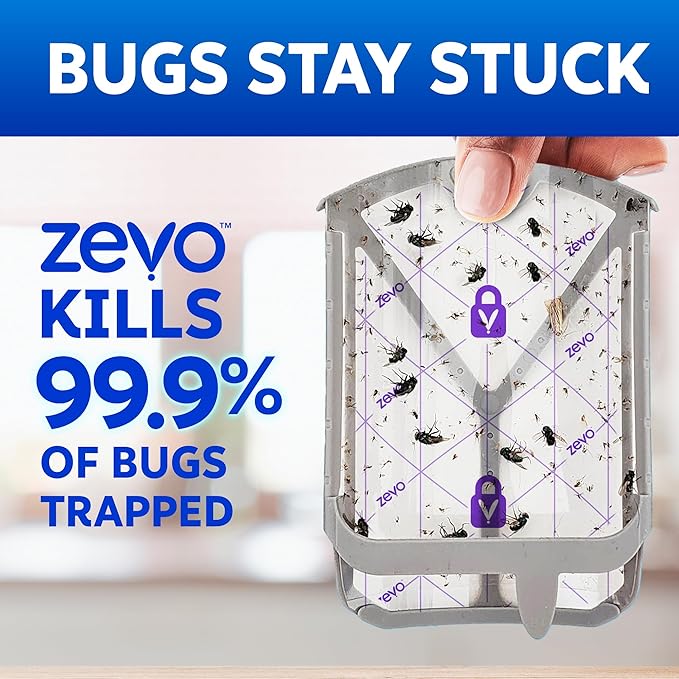 Zevo Flying Insect Trap Official Refill Cartridges - Fits Both Zevo Trap & MAX Indoor Fly Trap - Authentic Trap+Lock Technology to Catch Gnats, House & Fruit Flys (8 Official Refill Cartridges)