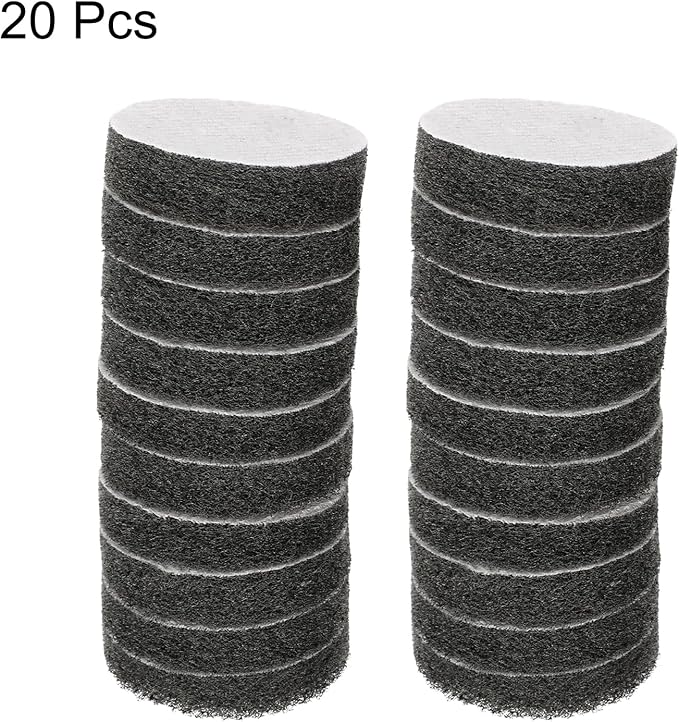HARFINGTON 20pcs Scrubber Scouring Pads 800 Grits 2 Inch Drill Power Brush Hoop and Loop Surface Conditioning Disc Drill Scuffing Disc Scrub Pads for Home Kitchen Cleaning, Grey