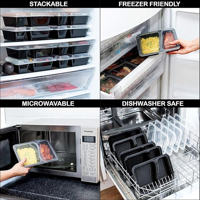 Igluu Meal Prep Containers Reusable (20 Pack) – Food Containers with Lids – Stackable, Microwave, Freezer & Dishwasher Safe – 28oz – 1 Compartment – BPA-Free