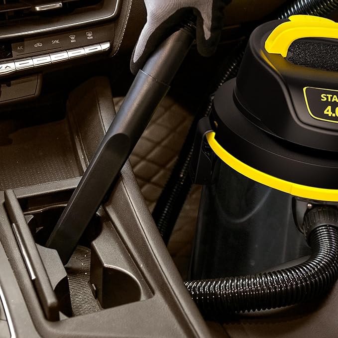 Stanley - SL18129 Wet/Dry Vacuum, 4 Gallon, 4 Horsepower, Stainless Steel Tank Silver+yellow