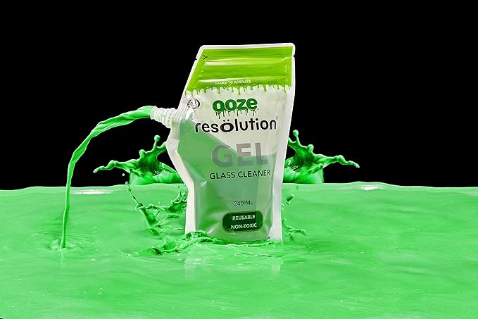 RESÖLUTION Ooze Resolution Gel Glass Cleaner (2 Pack 240ml Each) - Liquid Cleaning Solution Natural Clay-Based Non-Toxic Formula Glass and Metal Cleaner - Reusable - Non Abrasive Grunge Off