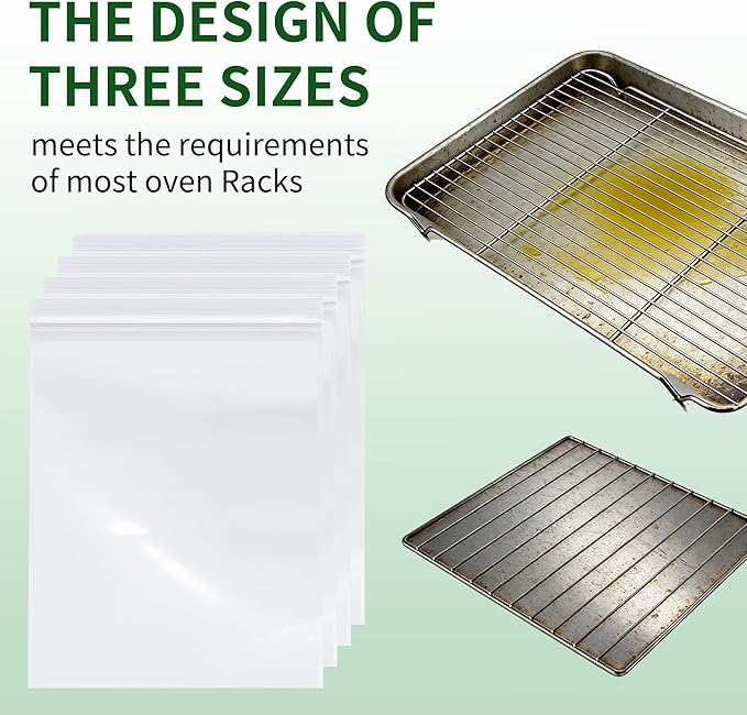 10-Pack Heavy Duty Oven Rack Cleaning Bags,19.7 * 27.5 inch，No Scrub Reusable Leak-Proof Soaking Bags for Grill Grates，Universal Fit for Oven Racks, Griddles and Smoker Grates