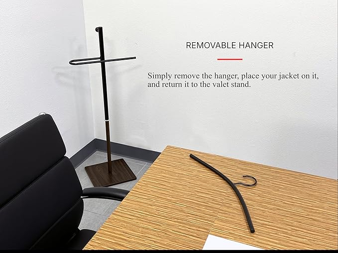 Proman Products VL17241 Kumo Freestanding Metal Valet Stand Organizer with Removable Hanger, Trouser Bar, Black, 11.5" W x 11.5" D x 41" H