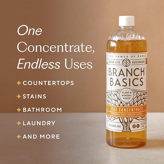 Branch Basics Concentrate (33.8 oz) + Oxygen Boost (4 lbs) | Multi-Surface All Purpose Cleaner Concentrate + Natural Stain Remover, Grout Cleaner | Human-Safe, Fragrance Free