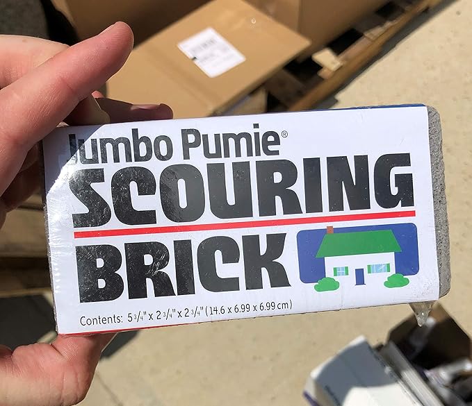 PUMIE JPS-12 Jumbo Scouring Brick, for Large Surface Cleaning, Removes Lime, Scale, Rust, Calcium - Pool Pumice Stone Tile Cleaner, Barbecue Cleaning Stone, Hand Safe, Pack of 12