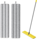 JOYMOOP 17.7-Inch Microfiber Flat Mop Replacement Pads – Washable Reusable Grey & Stripe, Pack of 2 Wet & Dry Refill for JOYMOOP Flat Mop & Mop Bucket Set