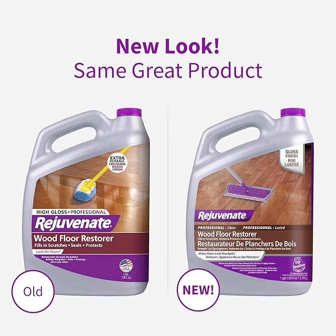 Rejuvenate Professional Wood Floor Restorer Fills Scratches, Shines And Protects Wood Flooring For A High Gloss Shine, 1 Gallon, 2 Pack