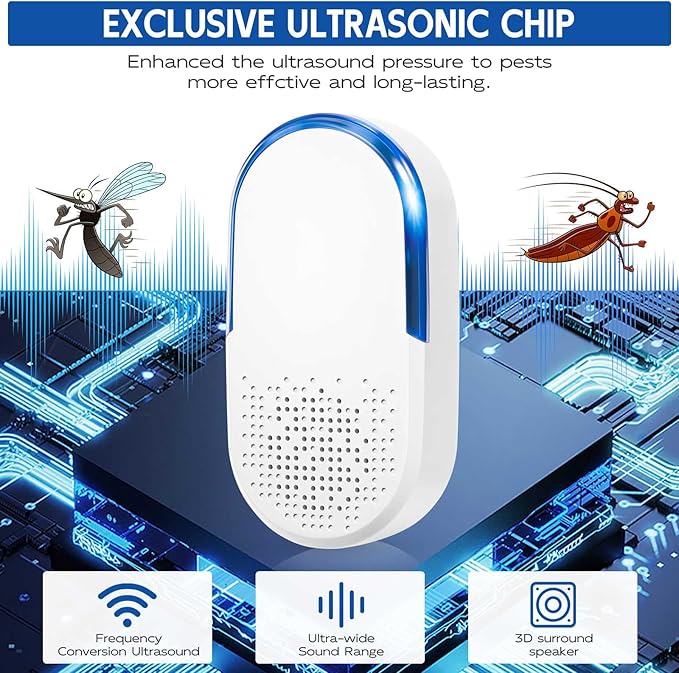 Ultrasonic Pest Repeller Plug in Mouse Rodent Mice Rat Mosquito Spider Roach Repellent Indoor Ultrasound Bug Insect Repellent for Home Basement Attic Garage, Electronic Plug in Pest Control (6)
